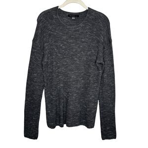 John Varvatos Sweater Mens Large Gray Waffle Knit Crewneck Long Sleeve Pullover